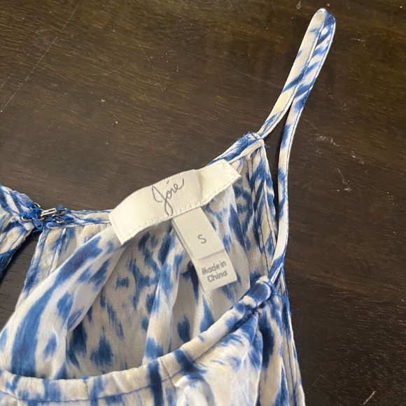 Joie Silk Lined Shorts Romper Blue White S Sleeveless Geometric Spaghett straps - Picture 3 of 7
